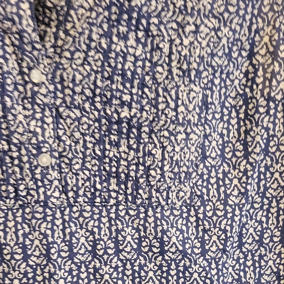 Bit & Bridle Med Cotton Westerncorp Blue and White Sleeveless Blouse - Picture 3 of 4